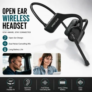 Open Ear Wireless Headset / Dual Noise Cancelling Mic