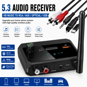 5.3 Audio Receiver HiFi Stereo Adapter for TV Car Audio