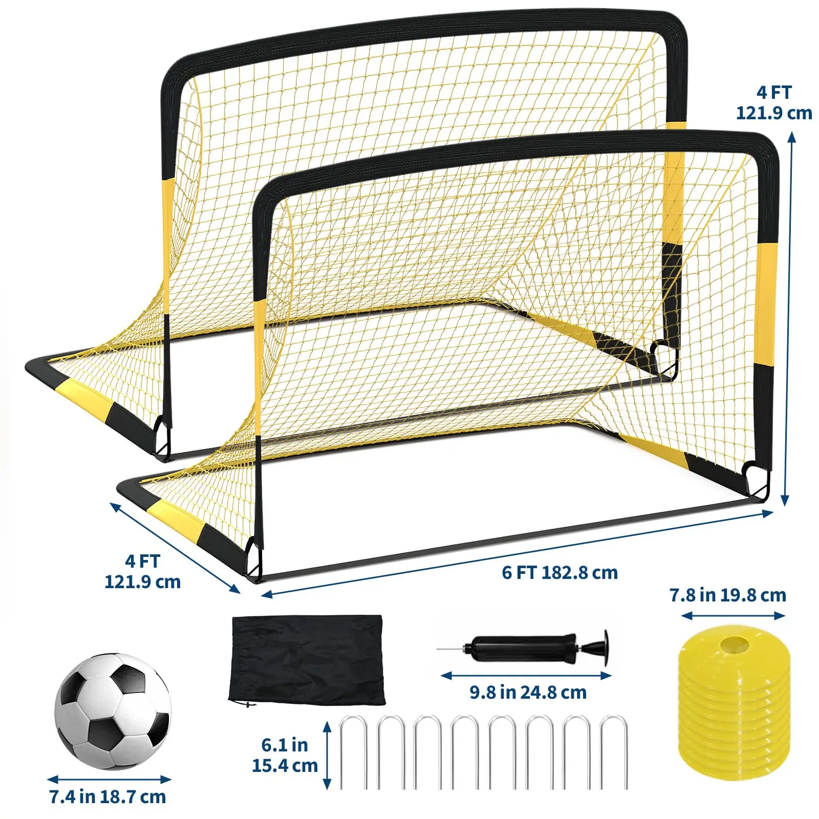 6x4ft Pop Up Soccer Goal Set - Image 2