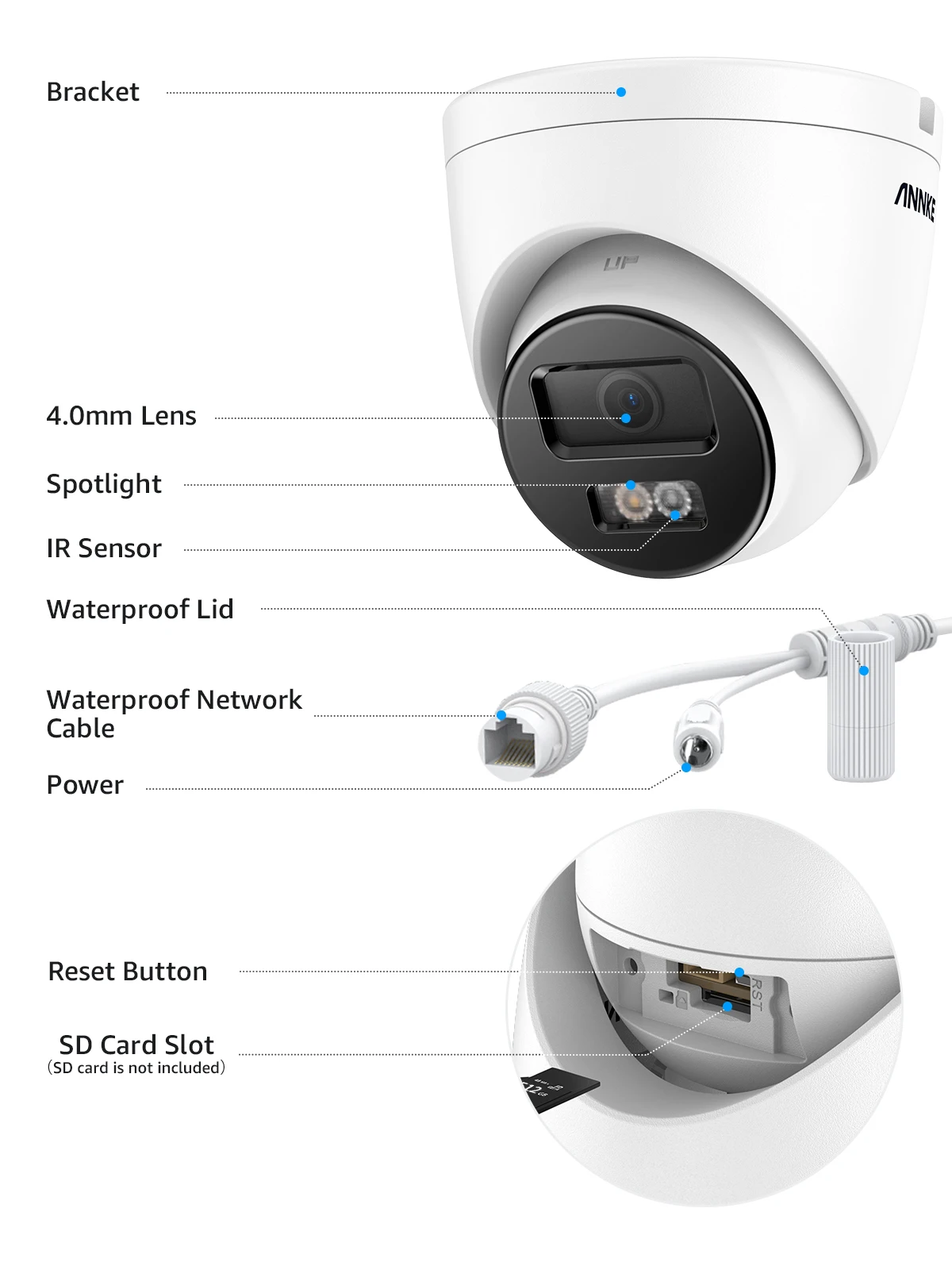 Outdoor Network 8MP Camera w/ Built-in Microphone - Image 1