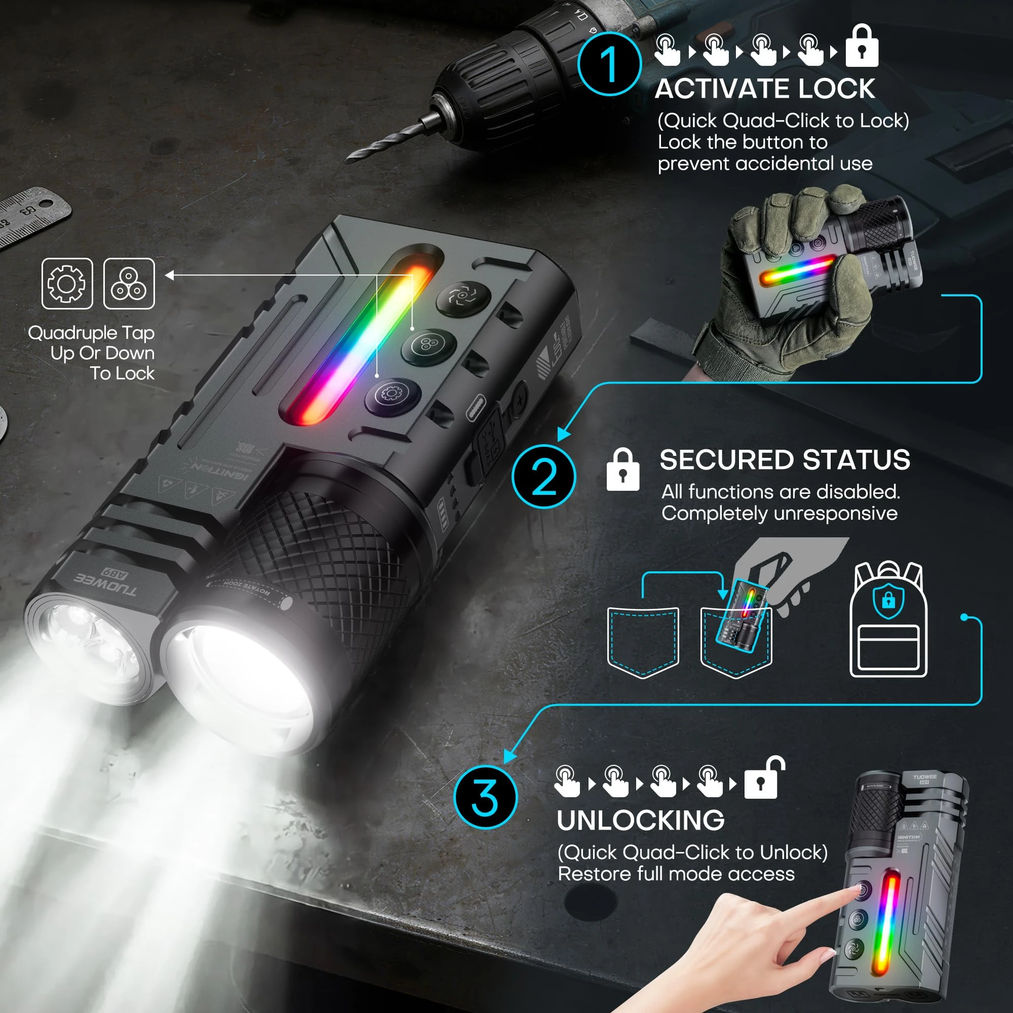 Waterproof 3000LM Zoomable Tactical Flashlight - Image 2