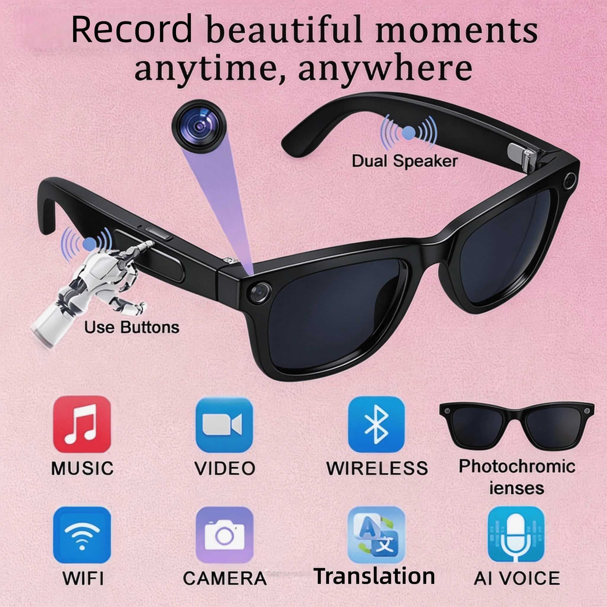 4K Camera Glasses with AI Smart Features - Image 1