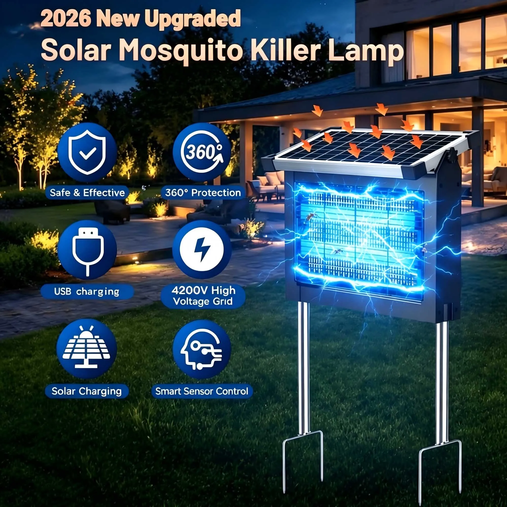 Solar Bug Zapper Outdoor, 4500V Mosquito - Image 2
