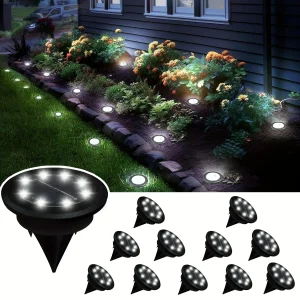 12Pcs Solar Underground Lights for Landscape and Lawn