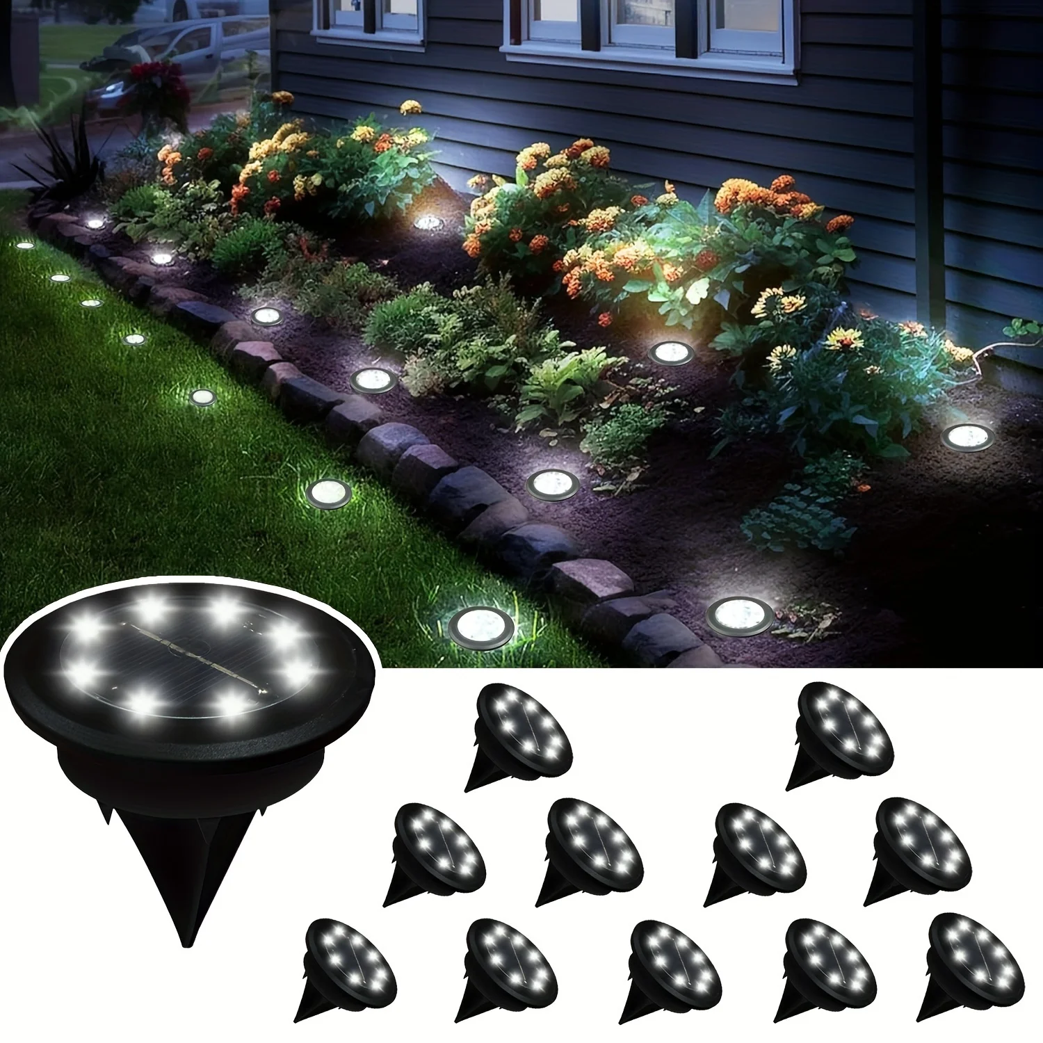 12Pcs Solar Underground Lights for Landscape and Lawn - Image 1