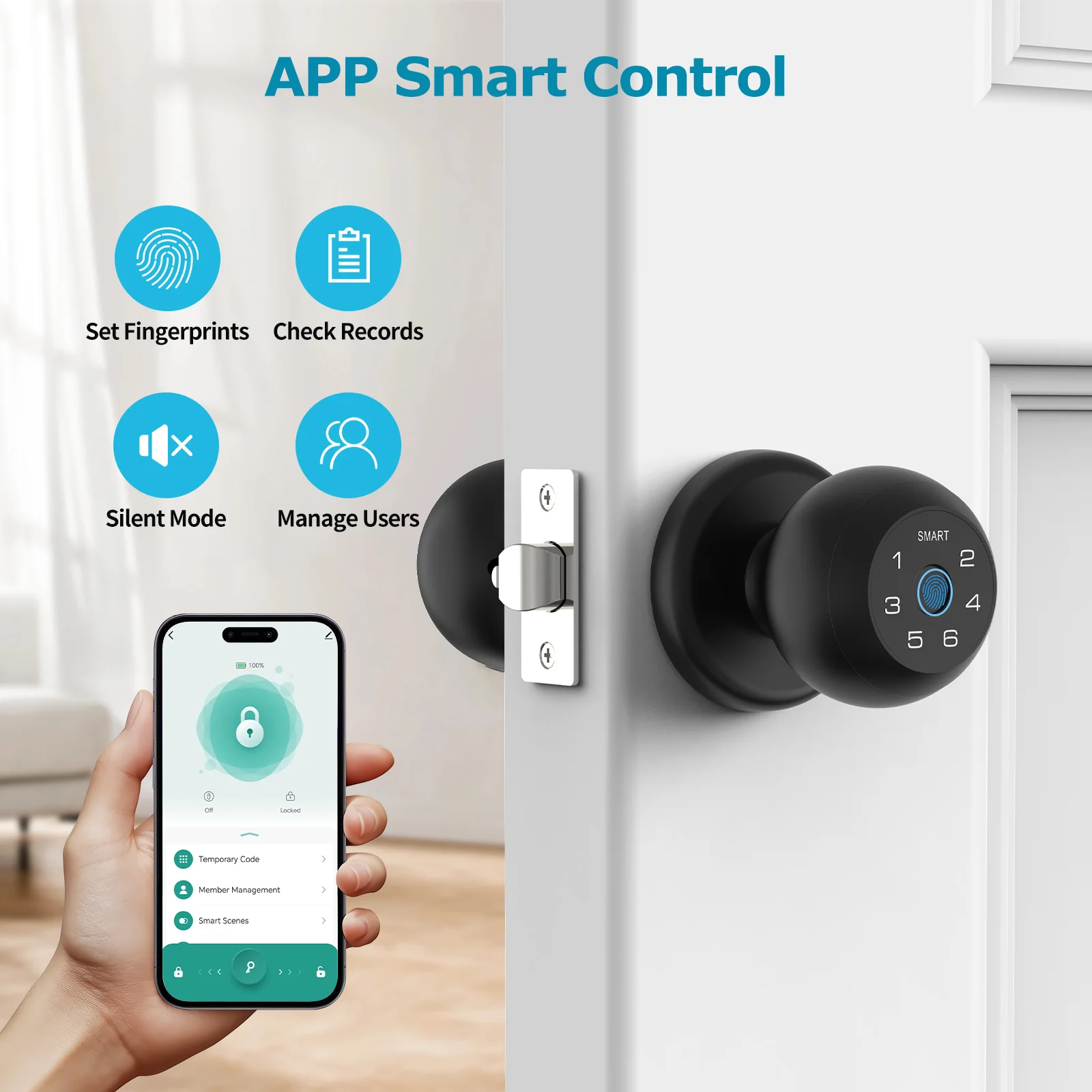 Ball Shaped Smart Lock Fingerprint Door Lock - Image 4
