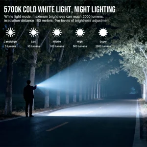 6-in-1 2050 Lumens Rechargeable EDC LED Flashlight - Thumbnail Image 5