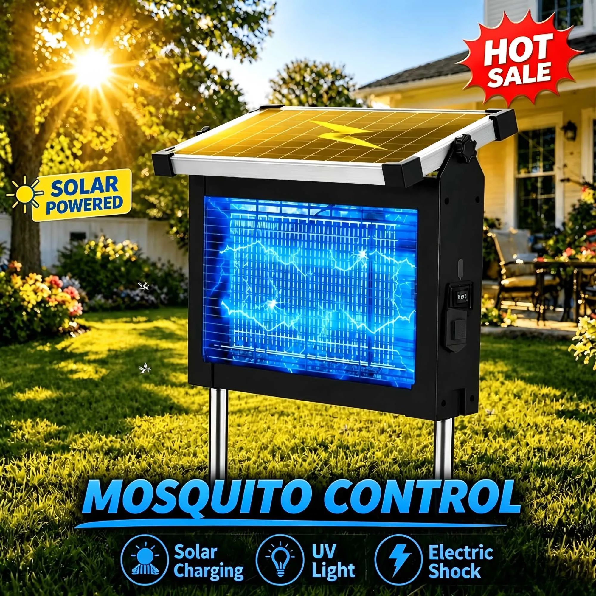 Solar Bug Zapper Outdoor, 4500V Mosquito - Image 1