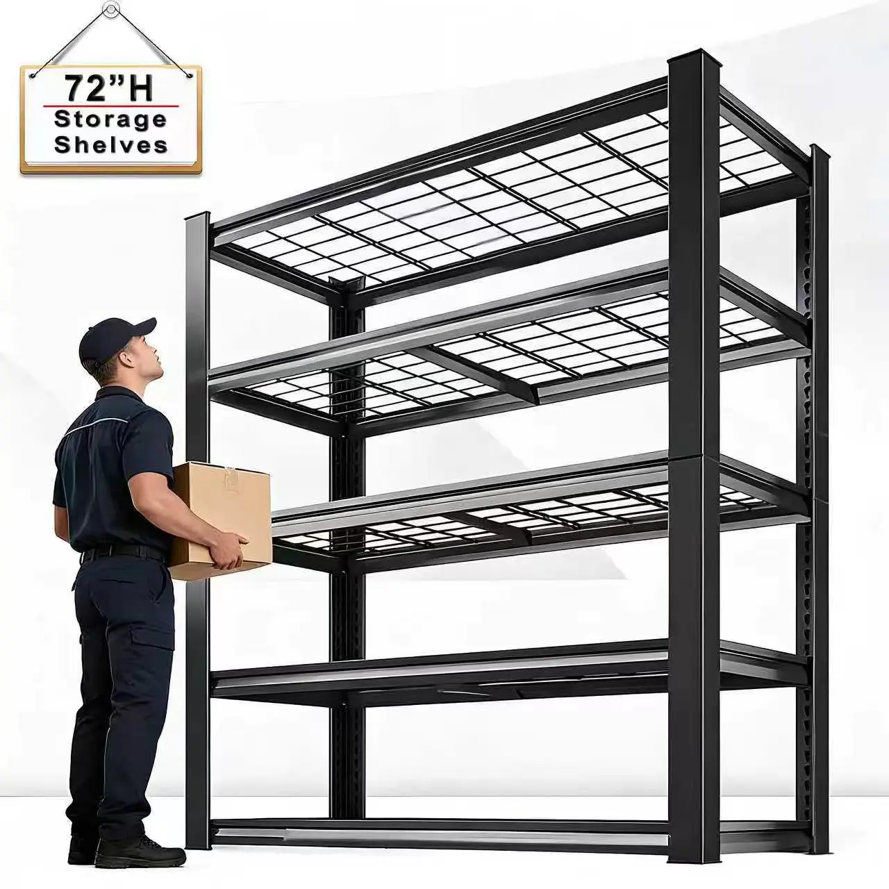 72" Adjustable Metal Double Layer Column Shelving - Image 1