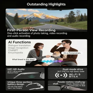 4K Camera Glasses with AI Smart Features - Thumbnail Image 3