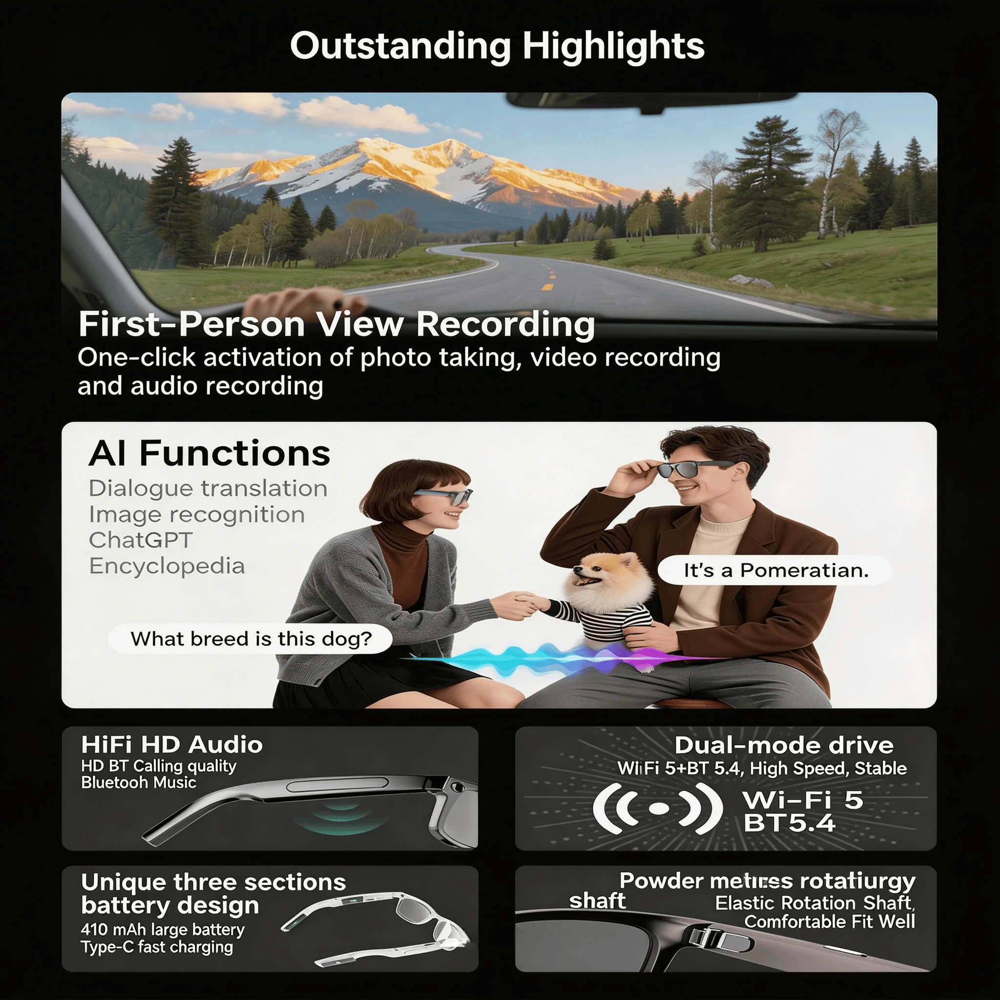 4K Camera Glasses with AI Smart Features - Image 3