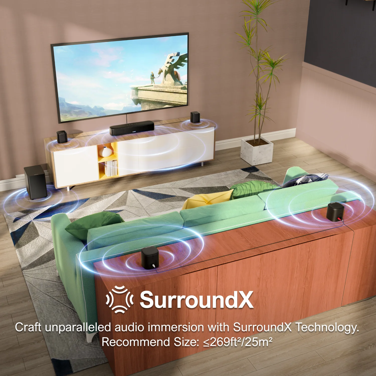 Home Theater System with Surround Soundbar and Subwoofer - Image 3