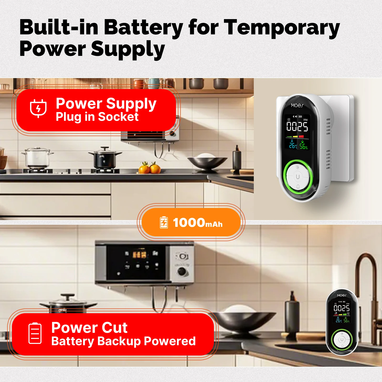 Smoke/Gas Detector Alarm Plug-in Carbon Monoxide Sensor - Image 5