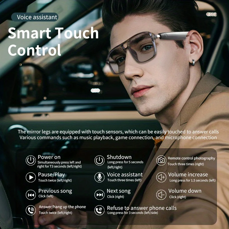 Wireless Smart Glasses with Photochromic Lenses, - Image 3
