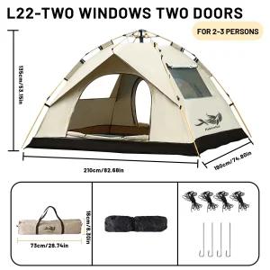 2-4 Person Pop Up Camping Tent, Instant Quick Setup - Thumbnail Image 4