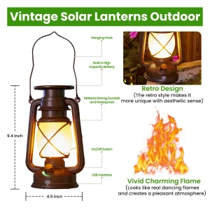 Bronze Solar Lanterns Outdoor Waterproof - Thumbnail Image 2