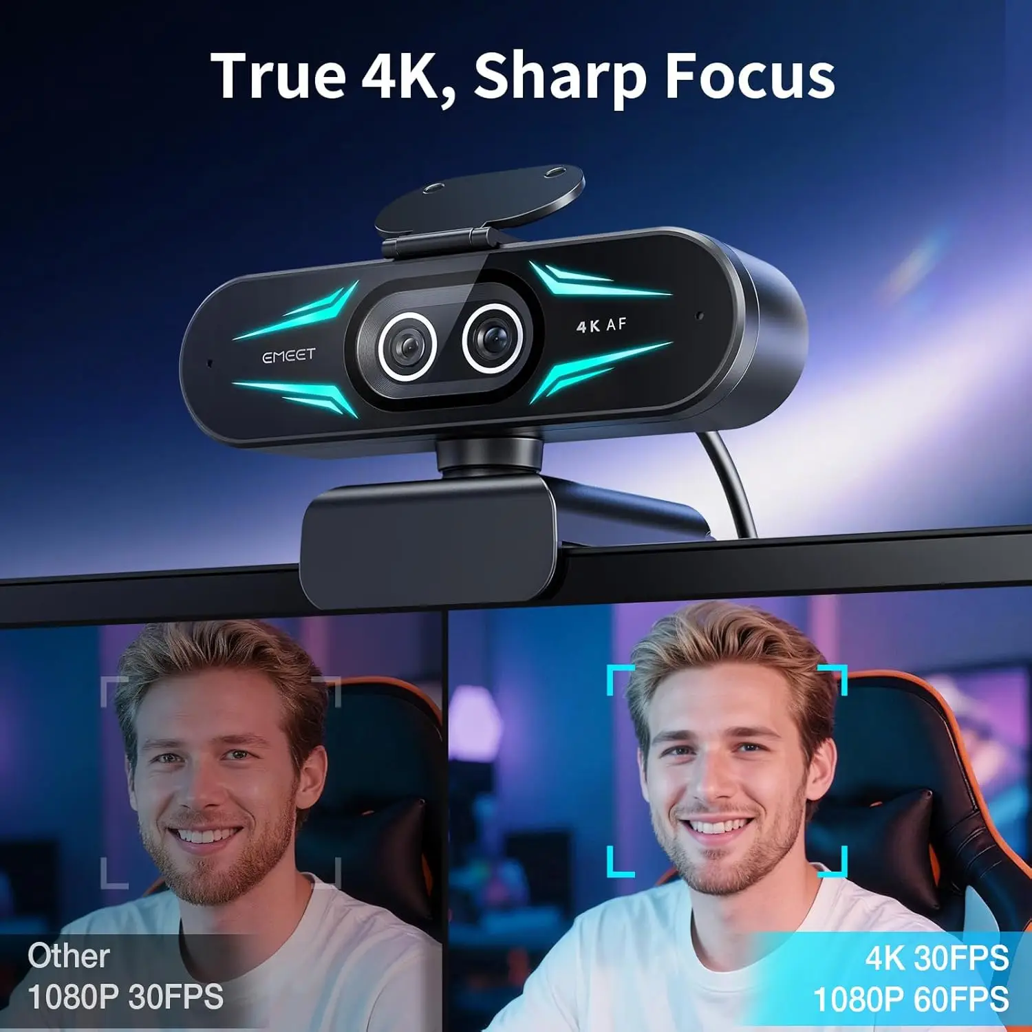 Dual-Lens 4K Webcam for Streaming and Video Conferencing - Image 2