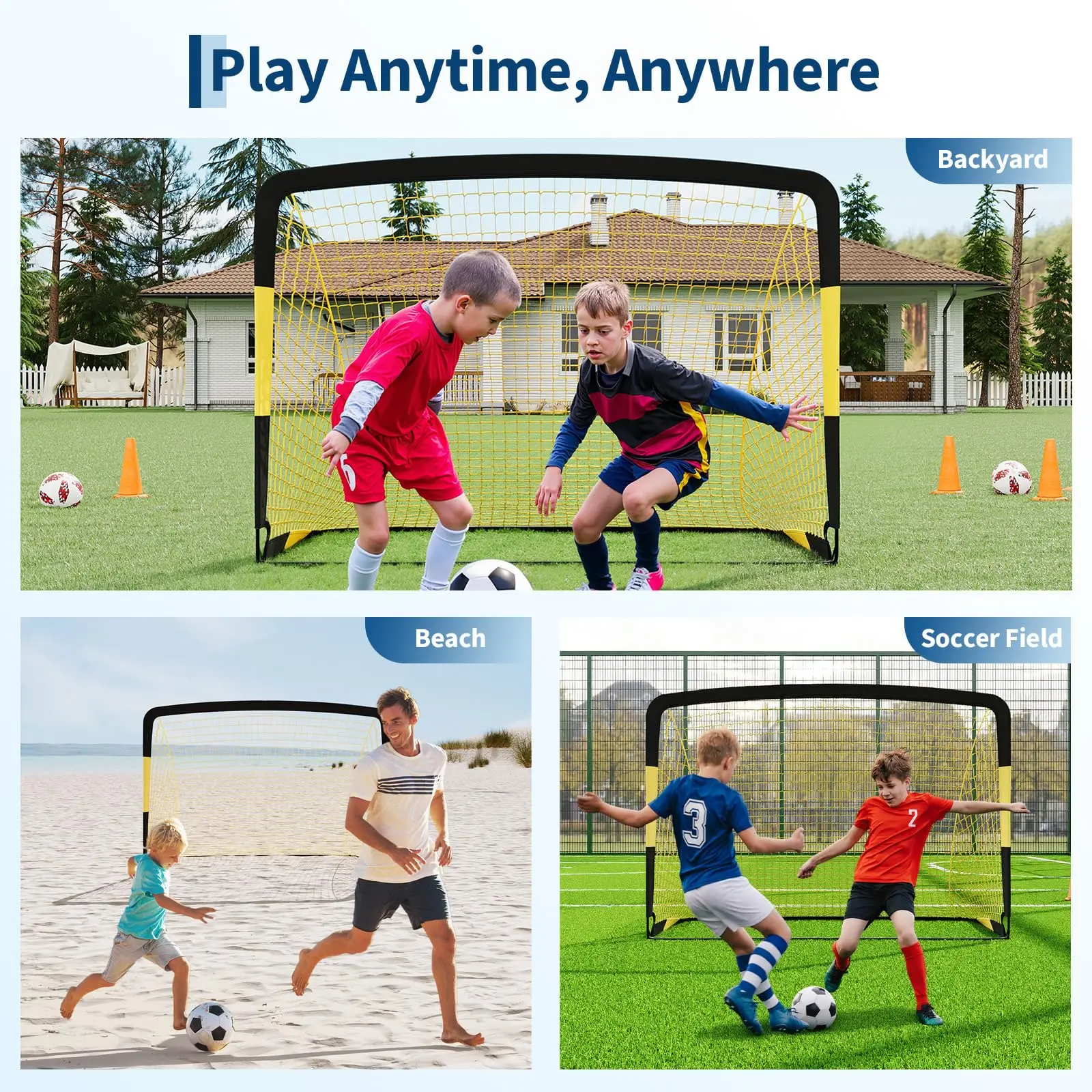 6x4ft Pop Up Soccer Goal Set - Image 4