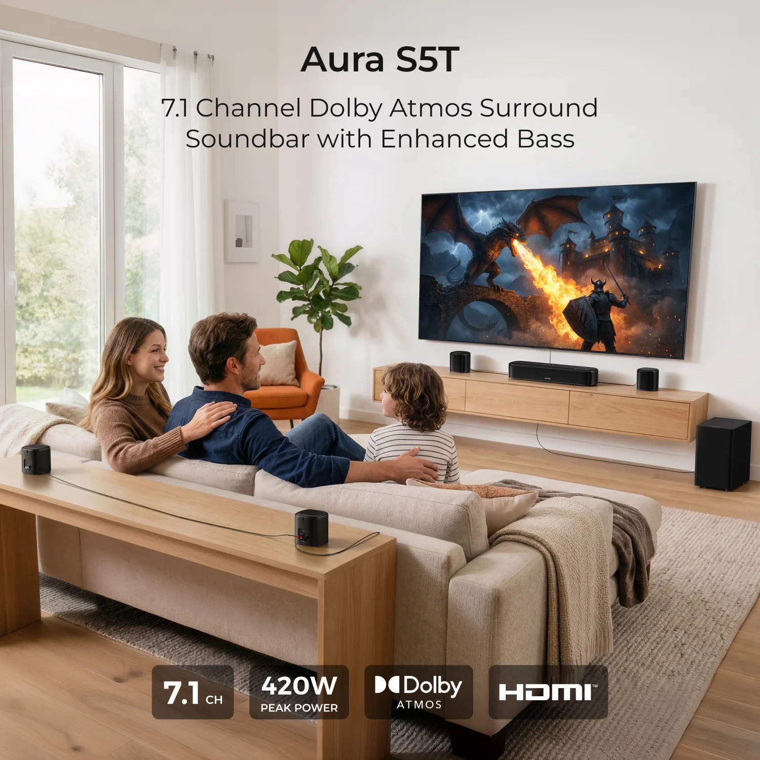 420W 7.1ch Soundbar system for TV - Image 2
