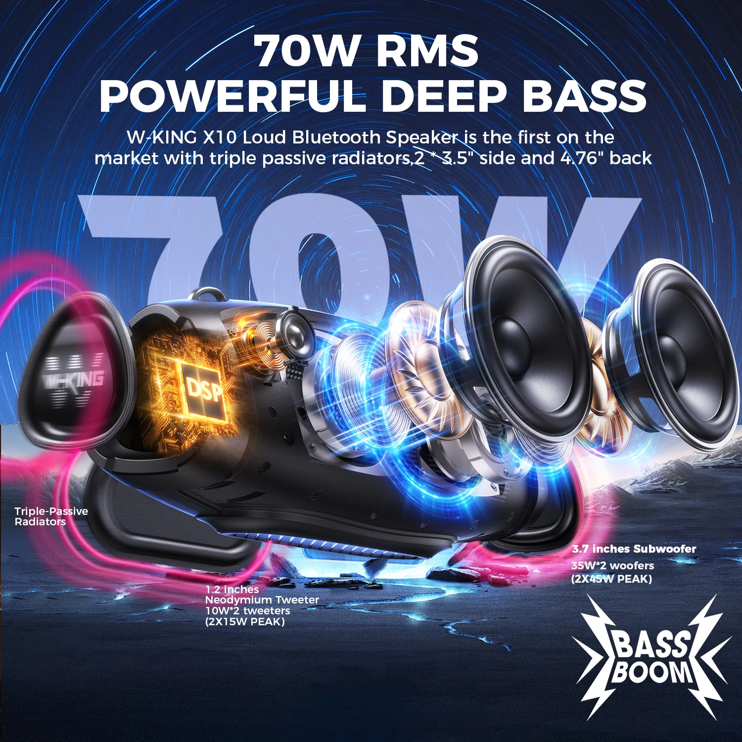 Portable Loud Bluetooth Speakers with Wireless Microphone - Image 5