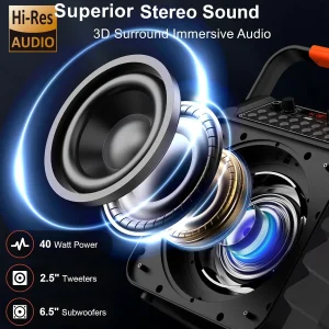 Portable Bluetooth Karaoke Speaker with 6.5-Inch Subwoofer - Thumbnail Image 2