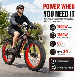 26" Fat Tire Electric Bike for Adults - Thumbnail Image 2